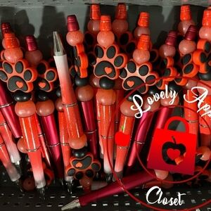 Red Dog Paw Beaded Pen